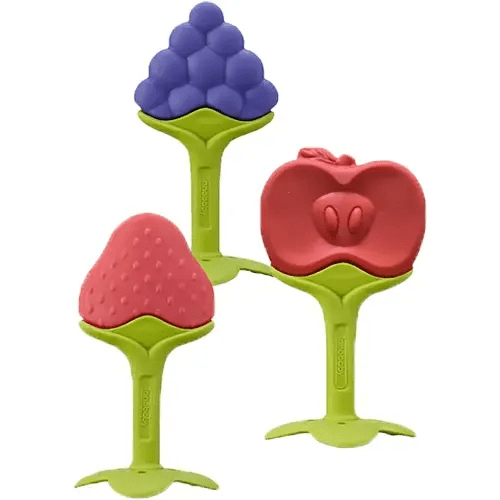 Award Winning Original Teethin’ Smart EZ Grip Fruit Teether by Innobaby - Sore Gum Relief for Front Teeth & Molars with BPA Free Teether Sensory Toy for Babies & Toddlers - Apple/Grape/Berry