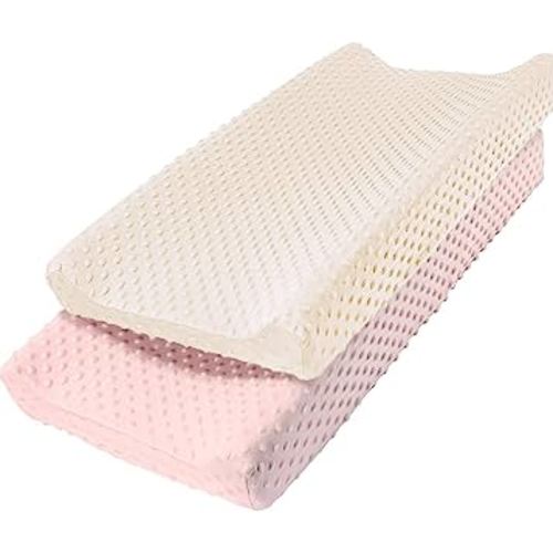 Owlowla Changing Pad Cover,Soft Minky Dots Changing Table Sheets for Baby Boy and Girl 2Pack (Pink&Cream)