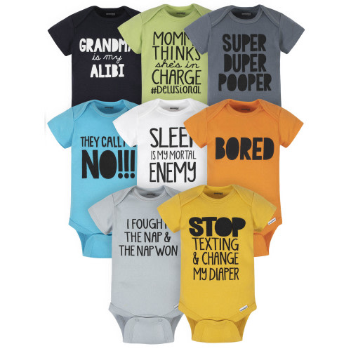 Onesies Brand Gender Neutral Short Sleeve Bodysuits, 8-Pack, Sizes Newborn - 12 Months