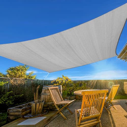 Artpuch Sun Shade Sail, 12'x16' Light Grey Rectangle, Curved Edged Commercial Grade 185GSM Permeable Outdoor Shade Cloth for Deck, Backyard, Patio (Custom Sizes Made)