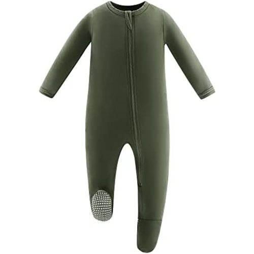 Owlivia Rayon Made from Bamboo Baby Boy Girl Sleep 'N Play, Zip Front Non-Slip Footed Sleeper Pajamas
