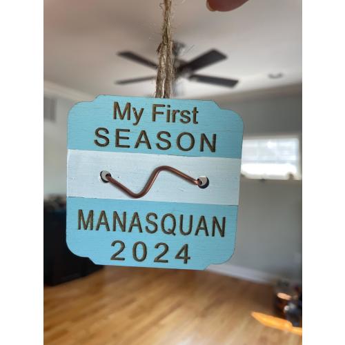 My First Season, Our First Season Beach Badge Sign Ornament, Baby's 1st Summer, New Home Owner New Jersey Shore