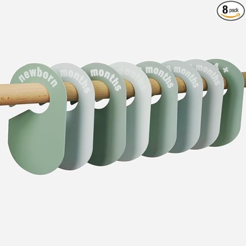 8 Pack Baby Closet Dividers – Pure Green Nursery Organizer for Baby Clothes 0-24 Months, Closet Size Markers, Baby Clothing Organizer for Nursery (green)