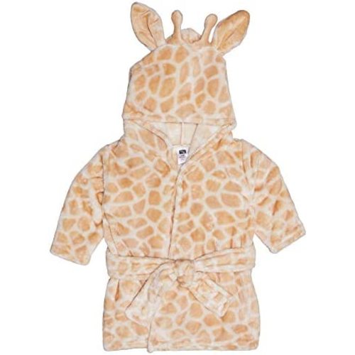 Hudson Baby Unisex Baby Plush Animal Face Bathrobe, Giraffe, 0-9 Months