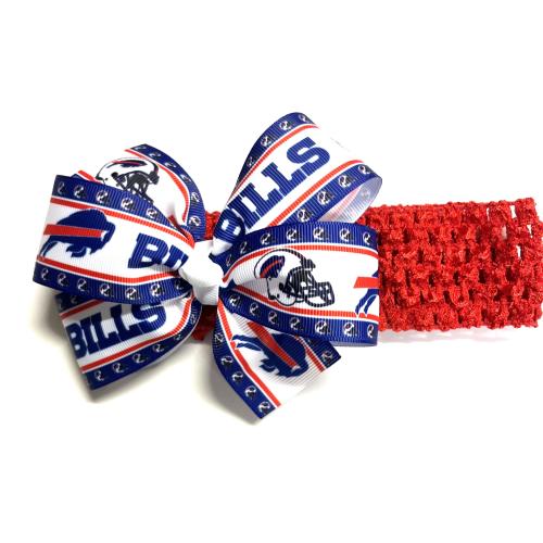 Baby Girls Buffalo Bills Headband 5" Buffalo Bills Football Hair Bow For Newborn Baby Girl