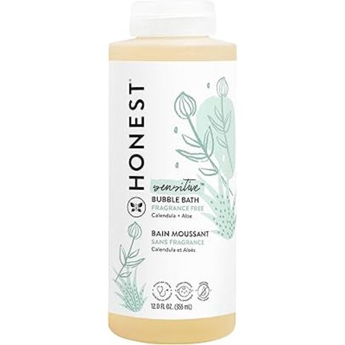 The Honest Company Foaming Bubble Bath | Gentle for Baby | Naturally Derived, Tear-free, Hypoallergenic | Fragrance Free Sensitive, 12 fl oz