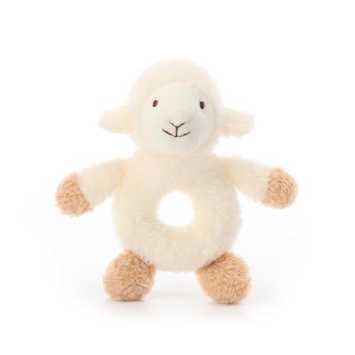 Apricot Lamb Baby Lovey Lamb Soft Rattle Toy, Plush Stuffed Animal for Newborn Soft Hand Grip Shaker Over 0 Months (Cream Lamb, 6 Inches)