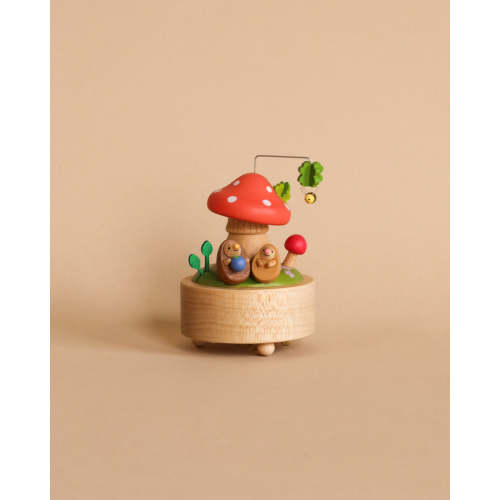 Mini Wooden Mushroom & Hedgehogs Music Box