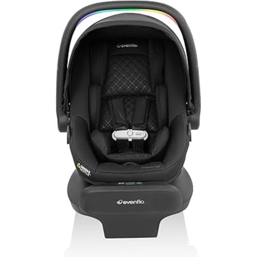 Evenflo LiteMax NXT Rear-Facing Lightweight Preemie and Infant Car Seat 3-30lbs with SensorySoothe. Easy Install with Base (Jasper Black)
