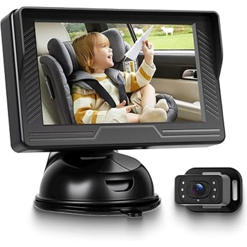Baby Car Monitor with Camera - Car Seat Mirror Replacement for Rear-Facing Infant, Real-Time Rear View with Night Vision, Wide Angle, Easy Installation, for All Vehicles