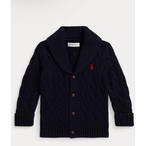 Cable-Knit Cotton Shawl Cardigan