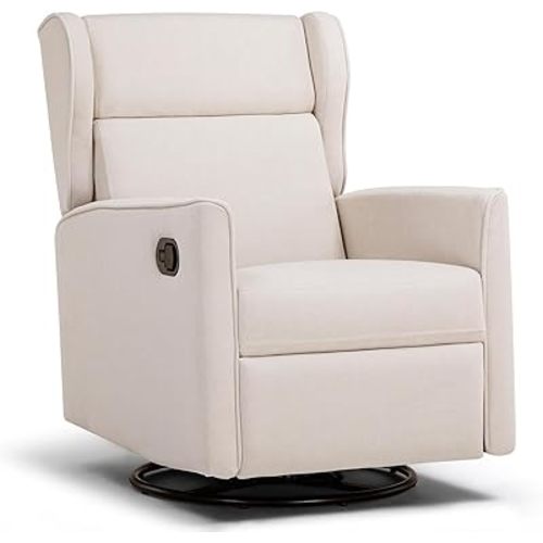 COMHOMA Rocking Recliner Chair,Swivel Glider Reclining Single Sofa Manual Rocker Recliners,Nursery Rocking Chairs with Upholstered Seating for Living Room Office(Beige)