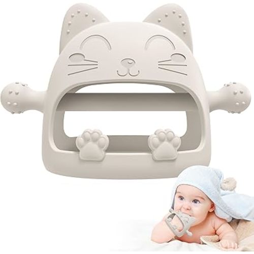 Baby Teether-Teething Toys for Babies 0-6 Months-Silicone Teething Mitt with Cute Cat Shape Baby Toys 6 to 12 Months,Newborn Essentials Must Haves for Teething Relief,Ideal Baby Shower Gifts for Moms