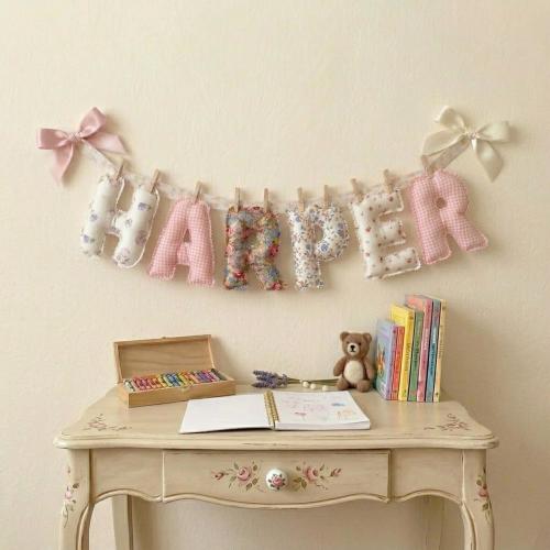 Fabric Name Hangers, Nursery Fabric Letters, Personalised Name Bunting Garland, Quilted Name Banner