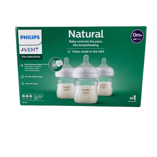 Philips Avent Natural Glass Baby Bottles, 3 Pack, 4oz
