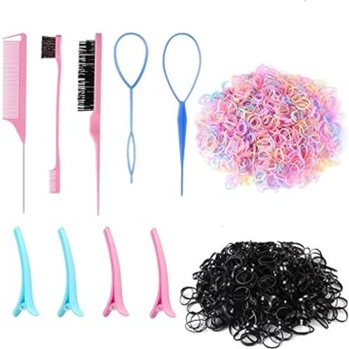 1500 Pcs Colorful Small Hair Bands, Elastic Hair Ties with Styling Hair Tools Tail Hair Tools Baby Toddler Hair Ties Hair Accessories Gift Stocking Stuffers for Girls Women