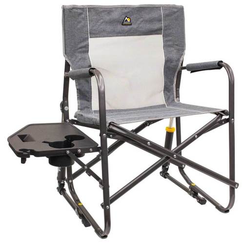 GCI Outdoor Freestyle Rocker with Side Table Rocker Chair - Heathered Pewter