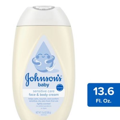 Johnson's Sensitive Care Baby Face & Body Cream for Dry and Sensitive Skin - Lightly Scented - 13.6 fl oz