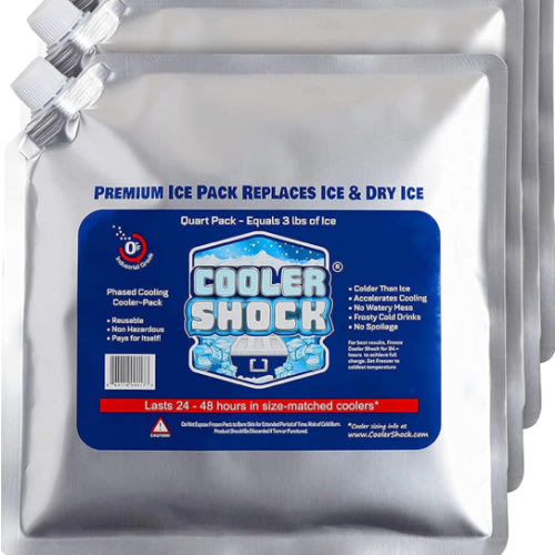 Cooler Shock Reusable Ice Packs for Cooler - Long Lasting Cold Freezer Packs for Coolers and Lunch Boxes - Cooler Ice Packs for Camping Gear, Fishing, Road Trips, Beach Must Haves