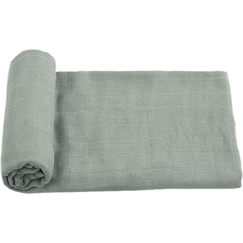 Muslin Swaddle Blanket, 100% Viscose Made From Bamboo Solid Sage Green Unisex Swaddle Wrap, Soft Silky Muslin Swaddle Blankets with Bow Neutral Receiving Blanket for Newborn Boys and Girls, Large Size