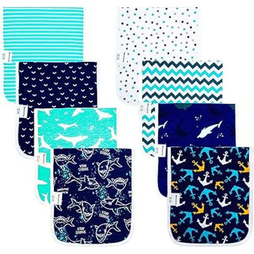 Ultra-Soft Baby Burp Cloths Absorbent, Large Size, Cotton,Adorable Designs Perfect for Boys and Girls 8-Pack