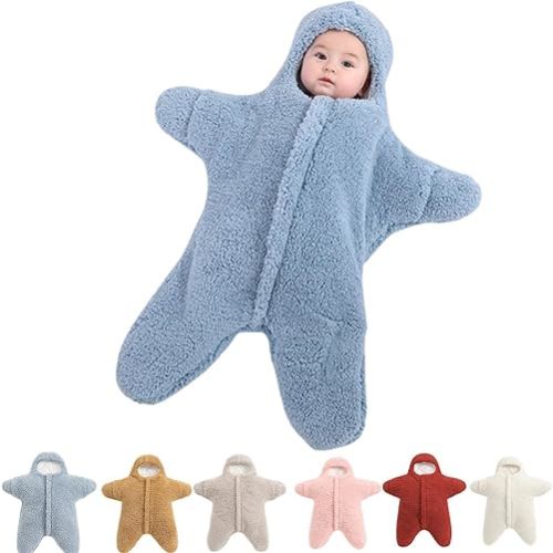 Zureto Baby Starfish Onesie - Thick Fleece Wearable Sleeping Bag for Newborns