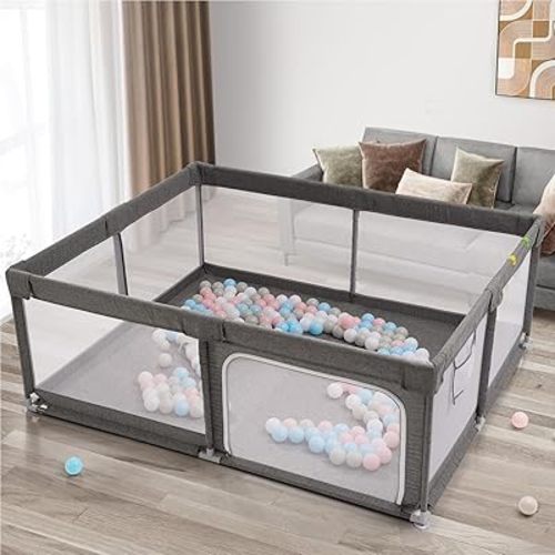 UANLAUO Baby Playpen, 71x59 inch Large Playpen for Babies and Toddlers, Sturdy Baby Play Yards with Anti-Slip Base, Non-Toxic, Safe Indoor & Outdoor Kids Play Pin with Breathable Mesh Without Mat