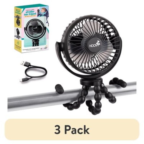 (3 pack) Hoovy Portable & Rechargeable Stroller Fan
