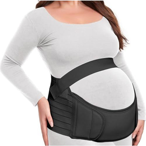 MAMODY Pregnancy Belly Support Band Maternity Belt Back Support Belly Bands for Pregnant Women Lightweight Belly Band Back Brace (Black, X-Large)