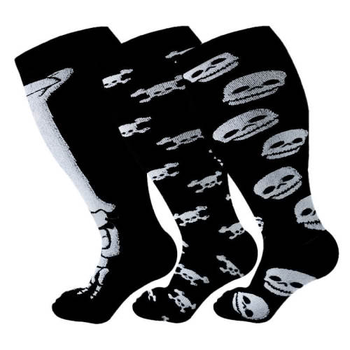 Plus Size Skull Print Compression Socks(3 Pairs)