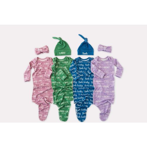 Rosanbella Knotted Baby Gown with Name – Personalized Newborn Outfit, Soft Fabric for Coming Home or Hospital Use