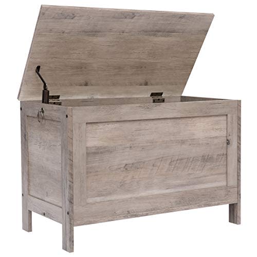 HOOBRO Toy Box, Retro Wooden Look Storage Chest with Safety Hinge, Entryway Storage Bench Supports 220 lb, 29.9 x 15.7 x 18.9 Inches Toy Chest Organizer, Easy Assembly (Greige) BG75CW01G2