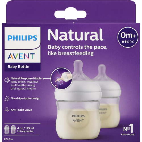 Philips Avent 0+ Months 4 oz Natural Baby Bottle 2 Each