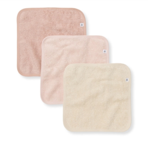 Organic Cotton Woven Terry Solid Washcloths 3 Pack sand