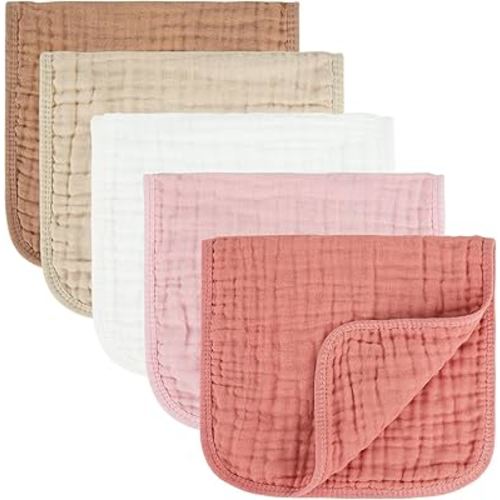 MIGIOL Muslin Burp Cloths 100% Cotton Baby Burp Cloths Soft, Absorbent 10x20 inches for Girls and Boys Baby Essentials
