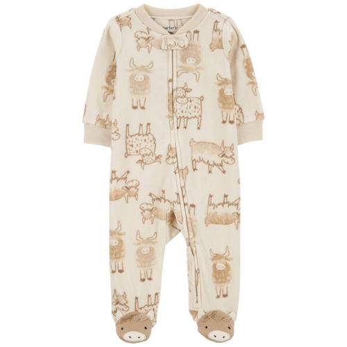 Baby Highland Cow 2-Way Zip Fleece Sleep & Play Pajamas - Carter's | Carter's