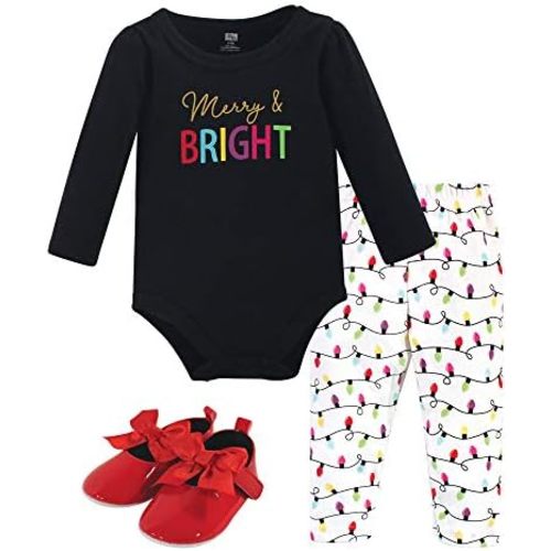 Hudson Baby Baby Cotton Bodysuit, Pant and Shoe Set