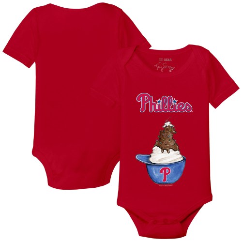 Infant Philadelphia Phillies Tiny Turnip Red Sundae Helmet Bodysuit