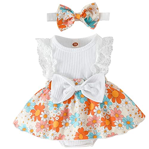 Mubineo Baby Girl Summer Clothes Outfits Sleeveless Lace Floral Romper Dress Newborn Outfit