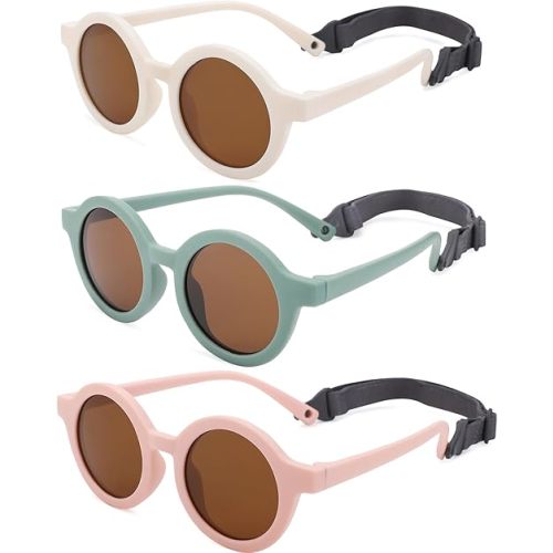 Polarized Baby Sunglasses with Strap - Unbreakable Infant Sunglasses for Newborn Toddler Boys Girls Age 0-12 Months