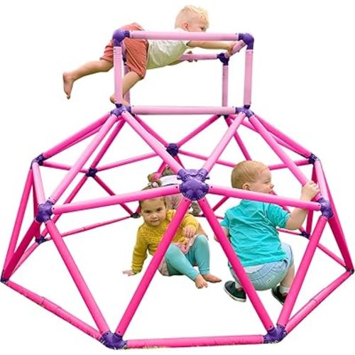 Eezy Peezy Climber with Top - Active Indoor Outdoor Play Set Climbing Dome Equipment Toys - Fun for Kids Ages 3 to 6 Years Old, Pink