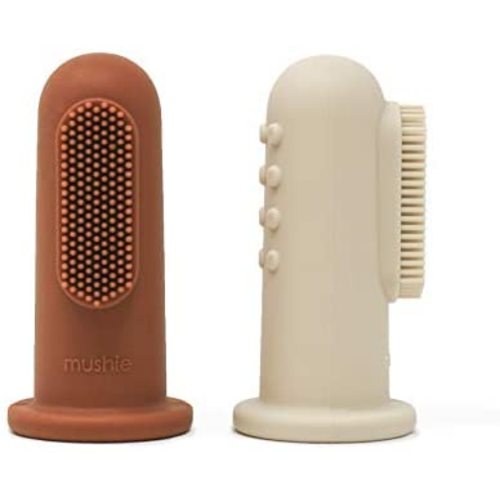 mushie Baby Finger Toothbrush (Clay/Shifting Sand) 2-Pack