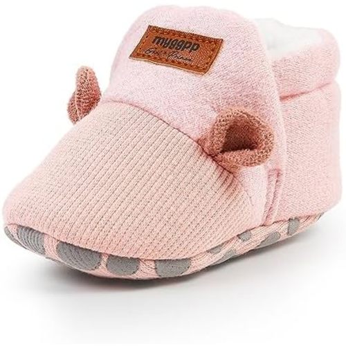 FAMI Baby Boys Girls Adjustable Slipper Shoes Anti-Slip Soft Sole Cotton Kint Crib Shoes Cartoon Moccasins