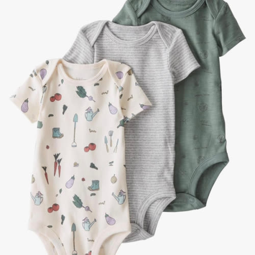 little planet by carter's unisex-baby 3-pack Short Sleeve Bodysuits Made With Organic Cotton