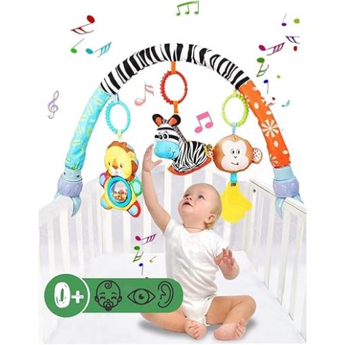 Pau1Hami1ton Baby Stroller Arch Toys, Car Seat Toys,Bouncer Toy Bar/Mobile for Bassinet,Adjustable Baby Hanging Toys Fit for Crib Bed,Stroller,Car Seat,Baby Gifts.S-19(Zebra)