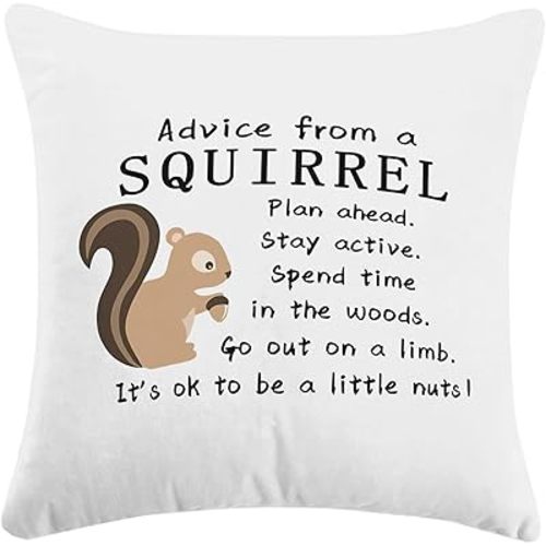 Sufamb Squirrel Decorative Pillow Cover, 18 x 18 Inch, Flannel, Animal Print, Animal Lover Gifts, Home Decor