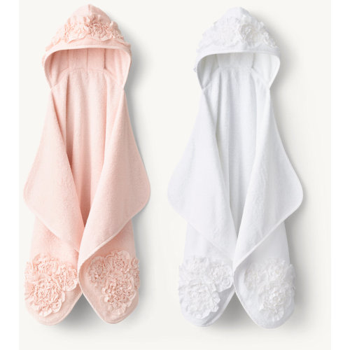 Appliquéd Fleur Hooded Towel - Baby | RH Baby & Child