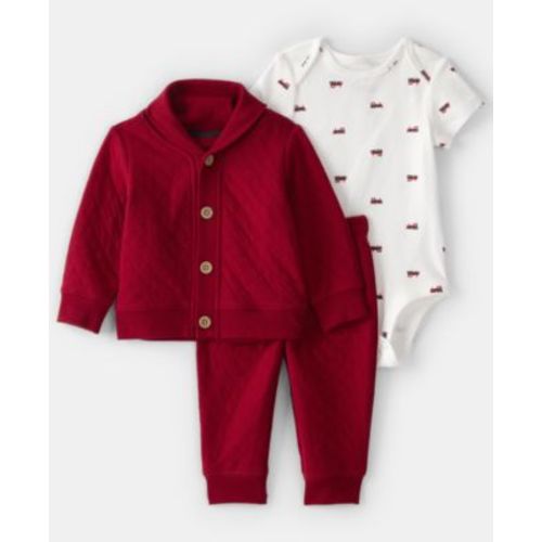 Baby Boys' Quilted Cardigan, Bodysuit and Pants, 3-Piece Set