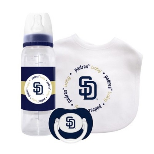 MLB San Diego Padres Infant Boys' White Pinstripe 3pk Bodysuits - 0-3M