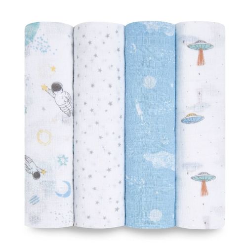 Aden + Anais Essentials Muslin Swaddle Blankets - Space Explorers - 4pk